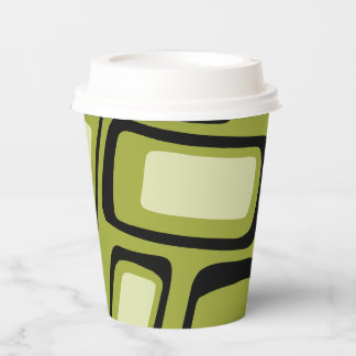 Retro mid-century groene afgeronde rechthoekige ra papieren bekers