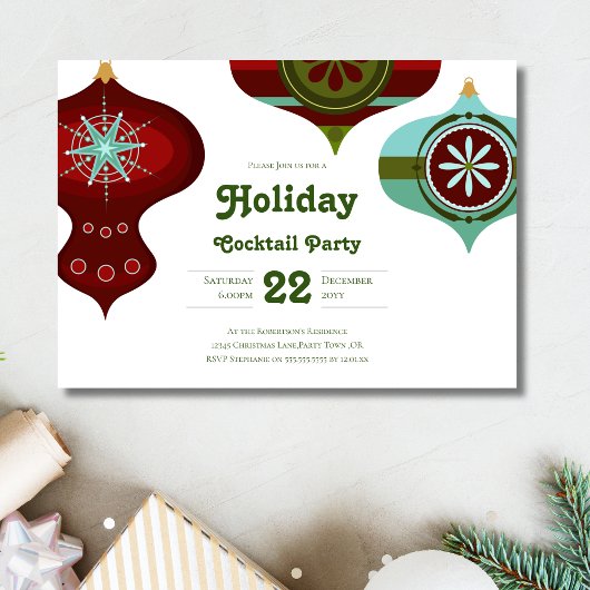 Retro Mid Century Kerst Cocktailparty Kaart