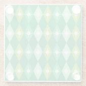 Retro Mid Century Kerst Diamanten Groen Glazen Onderzetter (Achterkant)