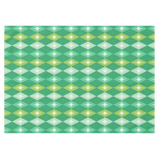 Retro Mid-Century Kerstdiamanten Groen Tafelkleed (Voorkant (Horizontaal))