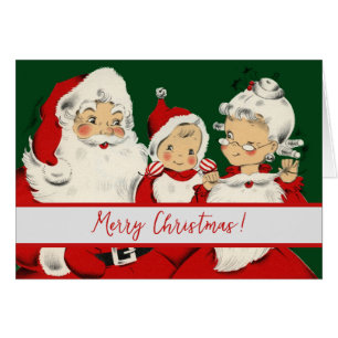 Retro Mid-Century Kerstman Familie – Kitsch Claus