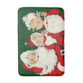 Retro Mid-Century Kerstman Familie – Kitsch Claus Badmat (Voorkant Verticaal)