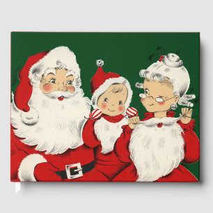 Retro Mid-Century Kerstman Familie – Kitsch Claus Gastenboek