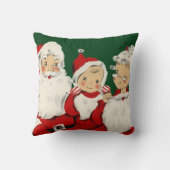 Retro Mid-Century Kerstman Familie – Kitsch Claus Kussen (Achterkant)