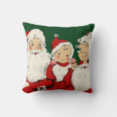Retro Mid-Century Kerstman Familie – Kitsch Claus Kussen (Voorkant)