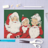 Retro Mid-Century Kerstman Familie – Kitsch Claus Tissuepapier (Craft)