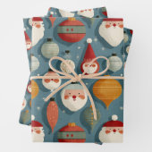 Retro Mid Century Kerstmis Inpakpapier Vel (In situ)