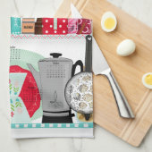 Retro Mid Century Keuken 2026 Kalender Theedoek (Quarter Fold)