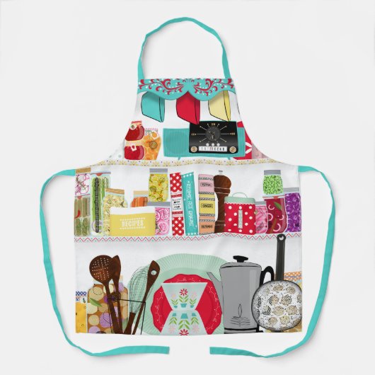 Retro Mid Century Kitchen Schort (Voorkant)