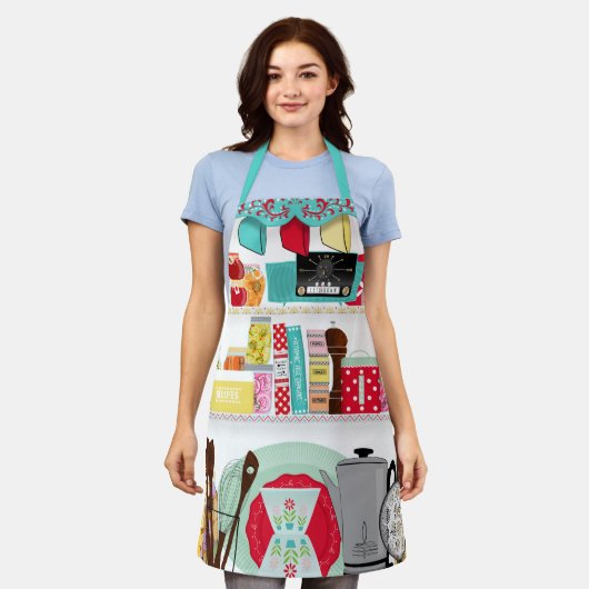 Retro Mid Century Kitchen Schort (Gedragen)