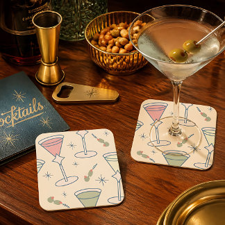 Retro Mid-Century Martini Kartonnen Onderzetters
