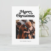 Retro Mid Century Merry Christmas 2 Foto Feestdagenkaart (Staand voorkant)