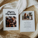 Retro Mid Century Merry Christmas 2 Foto Feestdagenkaart<br><div class="desc">Vrolijke kerstkaart: een retro zwart-wit ontwerp,  met een moderne typografie uit het midden van de eeuw en 2 familie-afbeeldingen toe te voegen</div>
