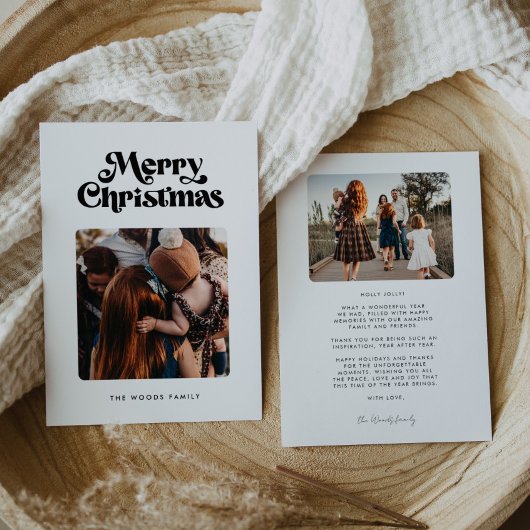 Retro Mid Century Merry Christmas 2 Foto Feestdagenkaart