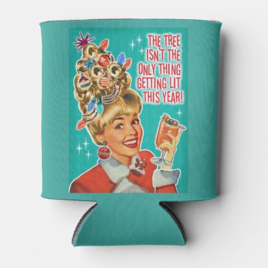 Retro Mid Century met kerstfeest Blikjeskoeler (Voorkant)