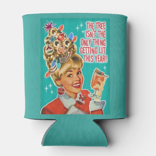 Retro Mid Century met kerstfeest Blikjeskoeler (Achterkant)