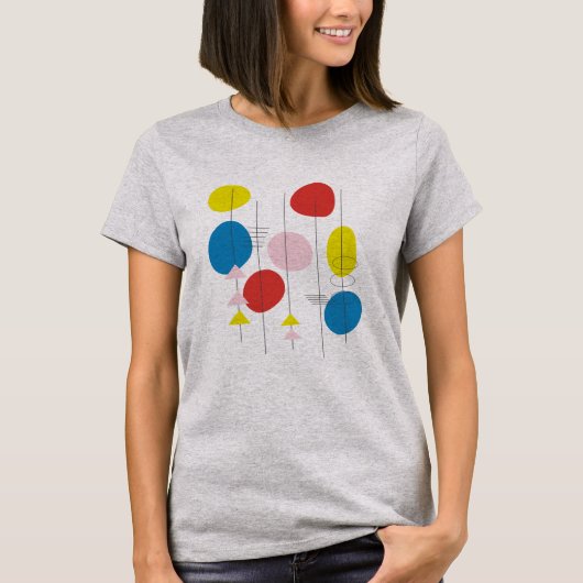 Retro Mid Century Mod Atomic Art | Geel en blauw T-shirt (Voorkant)