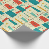 Retro Mid Century Mod Atomic Space Age Blauwgroen  Cadeaupapier (Hoek)