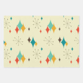 Retro Mid Century Mod Atomic Space Age Blauwgroen Inpakpapier Vel (Voorkant 3)