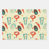 Retro Mid Century Mod Atomic Space Age Blauwgroen Inpakpapier Vel (Voorkant 2)