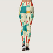 Retro Mid Century Mod Atomic Space Age Blauwgroen  Leggings (Achterkant)