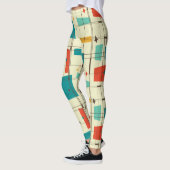 Retro Mid Century Mod Atomic Space Age Blauwgroen  Leggings (Links)
