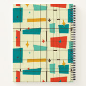 Retro Mid Century Mod Atomic Space Age Blauwgroen Notitieboek (Achterkant)