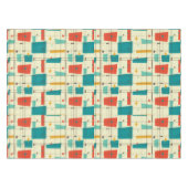 Retro Mid Century Mod Atomic Space Age Blauwgroen  Tafelkleed (Voorkant (Horizontaal))
