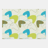 Retro Mid Century Mod Atomic Space Age Blue Inpakpapier Vel (Voorkant 3)