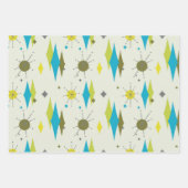 Retro Mid Century Mod Atomic Space Age Blue Inpakpapier Vel (Voorkant 2)