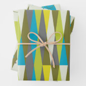 Retro Mid Century Mod Atomic Space Age Blue Inpakpapier Vel (In situ)