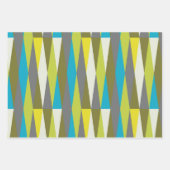 Retro Mid Century Mod Atomic Space Age Blue Inpakpapier Vel (Voorkant)