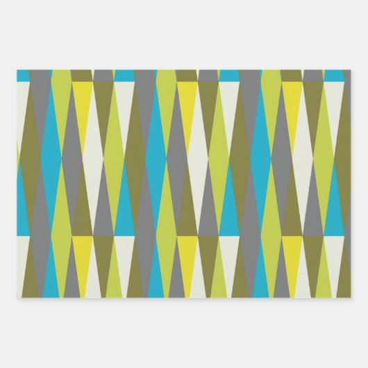 Retro Mid Century Mod Atomic Space Age Blue Inpakpapier Vel (Voorkant)