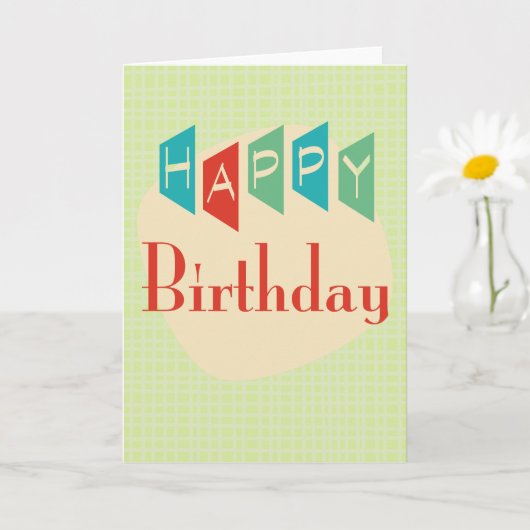 Retro Mid-Century Mod Birthday Card Kaart (Kleine Plant)