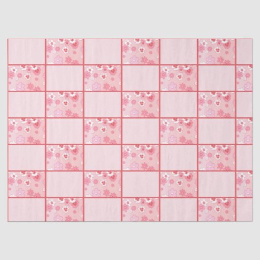 Retro Mid Century Mod Floral op lichtroze Tissuepapier (Voorkant)