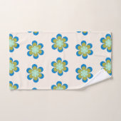 Retro Mid Century Mod Flower Patroon | Blauw groen Bad Handdoek (Handdoek)