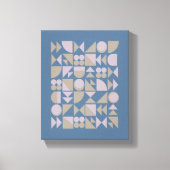 Retro Mid Century Mod Geometric Shapes Blue Canvas Afdruk (Voorkant)