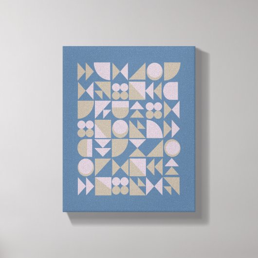 Retro Mid Century Mod Geometric Shapes Blue Canvas Afdruk (Voorkant)