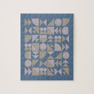 Retro Mid Century Mod Geometric Shapes Blue Legpuzzel