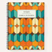 Retro Mid Century Mod Oranje gepersonaliseerd rece Notitieboek (Voorkant)