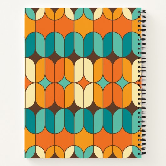 Retro Mid Century Mod Oranje gepersonaliseerd rece Notitieboek (Achterkant)