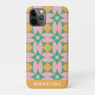 Retro Mid Century Mod Patroon Groen Gepersonalisee Case-Mate iPhone Case