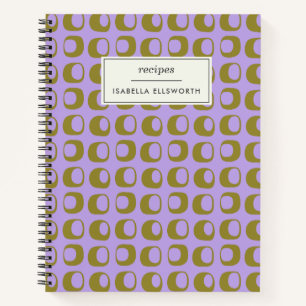 Retro Mid Century Mod Pattern Lavender Recipe Notitieboek