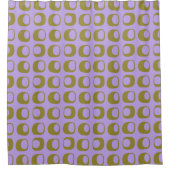 Retro Mid Century Mod Pattern Olive en Lavender Douchegordijn (Voorkant)