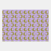 Retro Mid Century Mod Pattern Olive en Lavender Inpakpapier Vel (Voorkant)