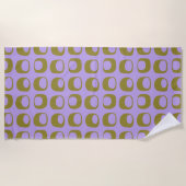 Retro Mid Century Mod Pattern Olive en Lavender Strandlaken (Voorkant)