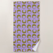 Retro Mid Century Mod Pattern Olive en Lavender Strandlaken (Voorkant)