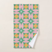 Retro Mid Century Mod Shapes Patroon | Roze groen Bad Handdoek (Handdoek)