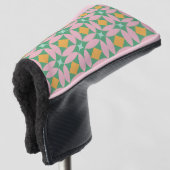 Retro Mid Century Mod Shapes Patroon | Roze groen Golfheadcover (3/4 voorkant)