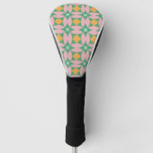 Retro Mid Century Mod Shapes Patroon | Roze groen Golfheadcover (Voorkant)